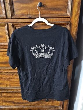 VS PINK sz Medium Black And Silver BLING Tshirt. Oversized! Beautiful!
